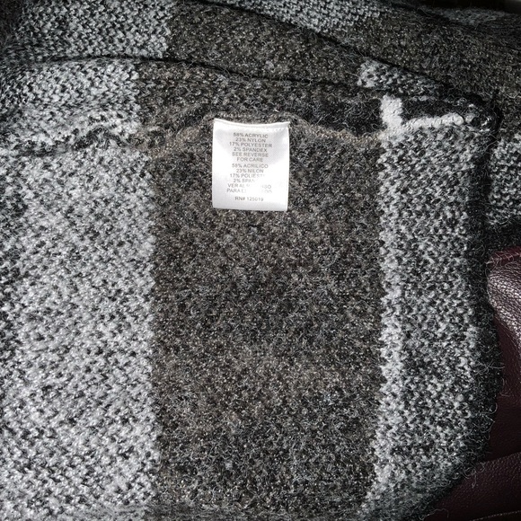 Joseph Abboud- NWOT - Drape Collar Open-Front Long Cardigan - Grey Geo Stripe - Picture 8 of 8